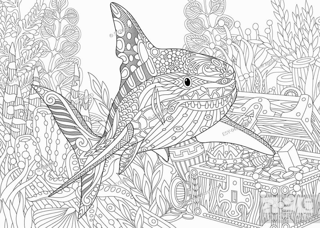 Coloriage Mandala: Magnifique requin Mandalas