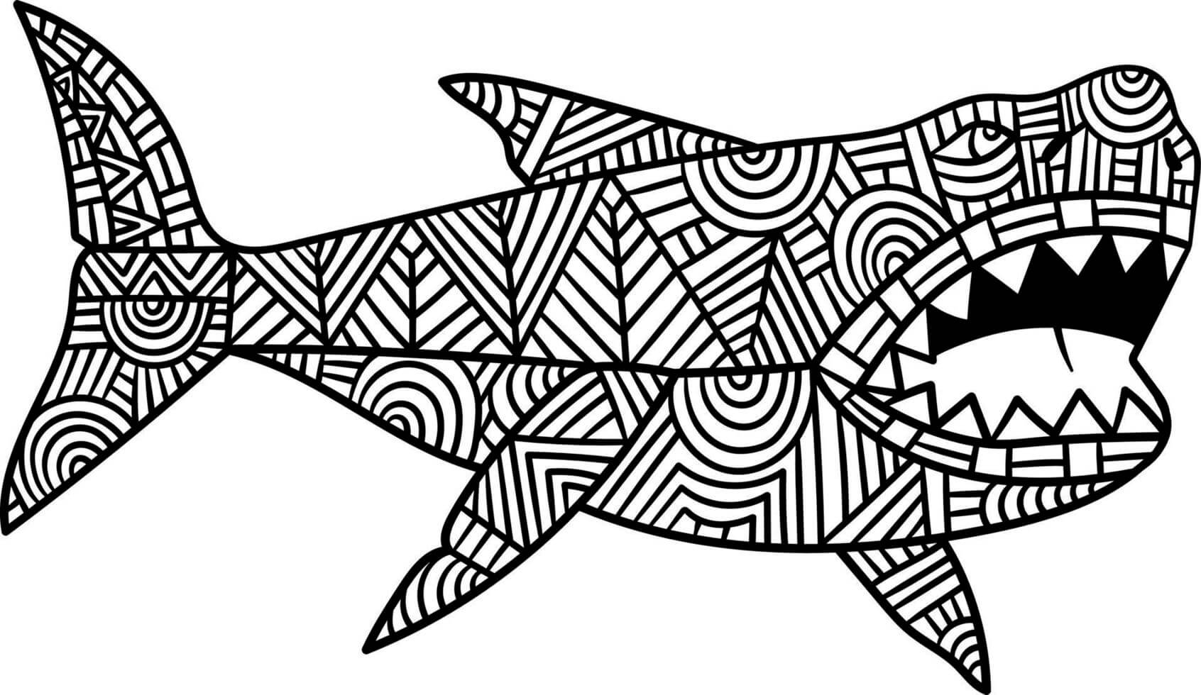 Coloriage Mandala: Mégalodon Mandalas