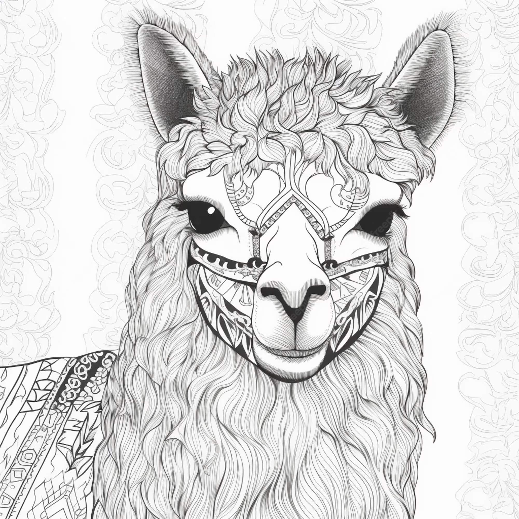 Coloriage Mandala: Portrait de lama Mandalas