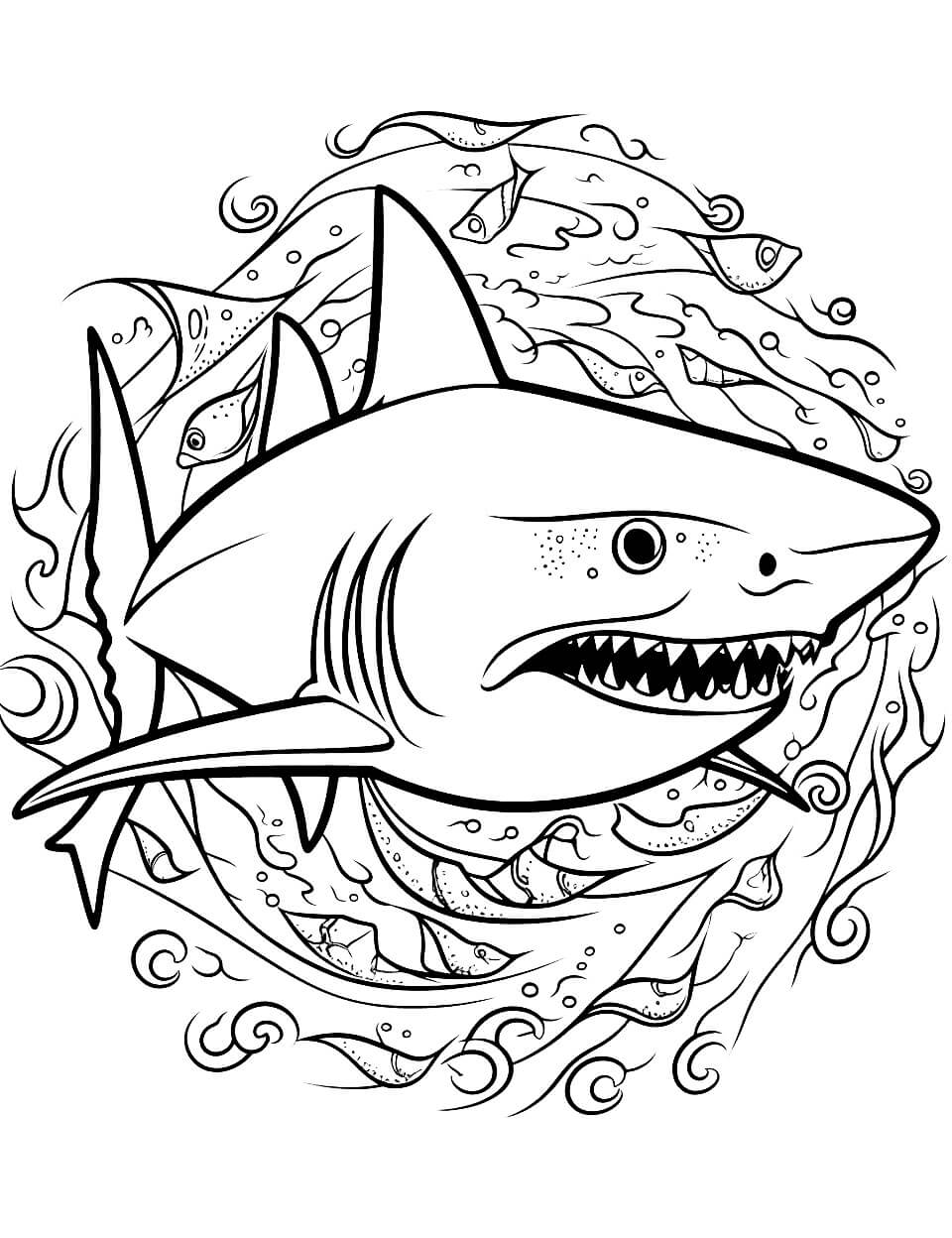 Coloriage Mandala: Requin Feuille 3 Mandalas