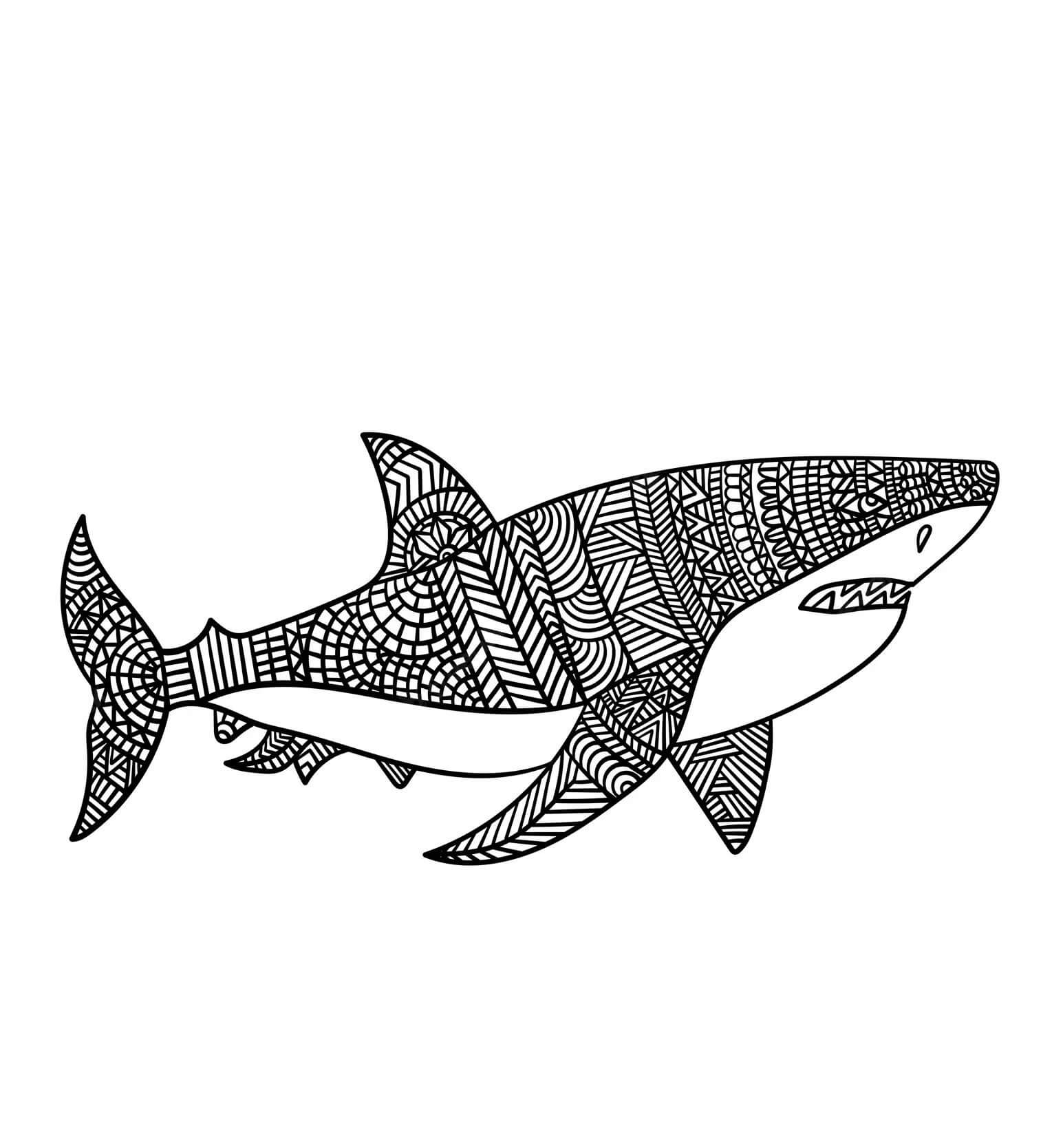 Coloriage Mandala: Requin Feuille 8 Mandalas