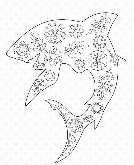 Coloriage Mandala: Requin floral Mandalas