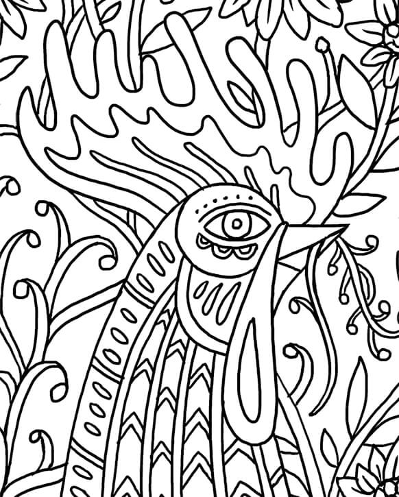 Coloriage Mandala: Visage de coq Mandalas