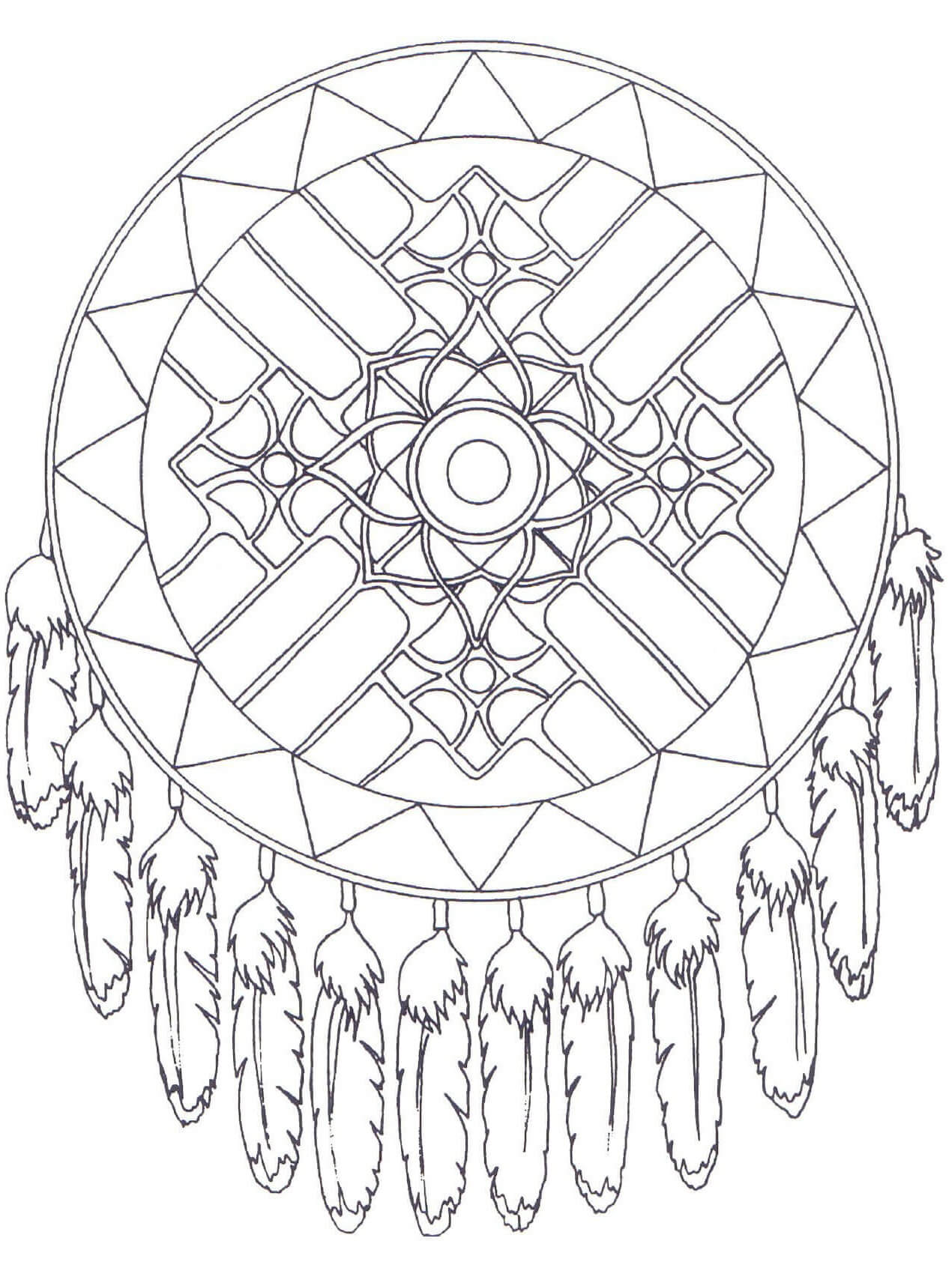 Coloriage Mandala: Attrape-rêves indigène Mandalas