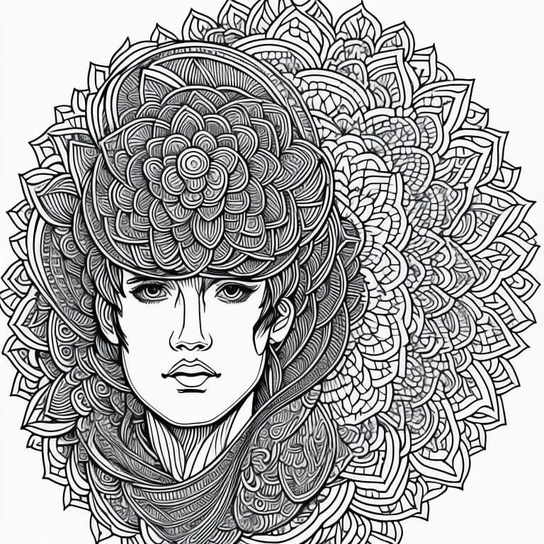Coloriage Mandala: Cheveux d'homme Mandalas