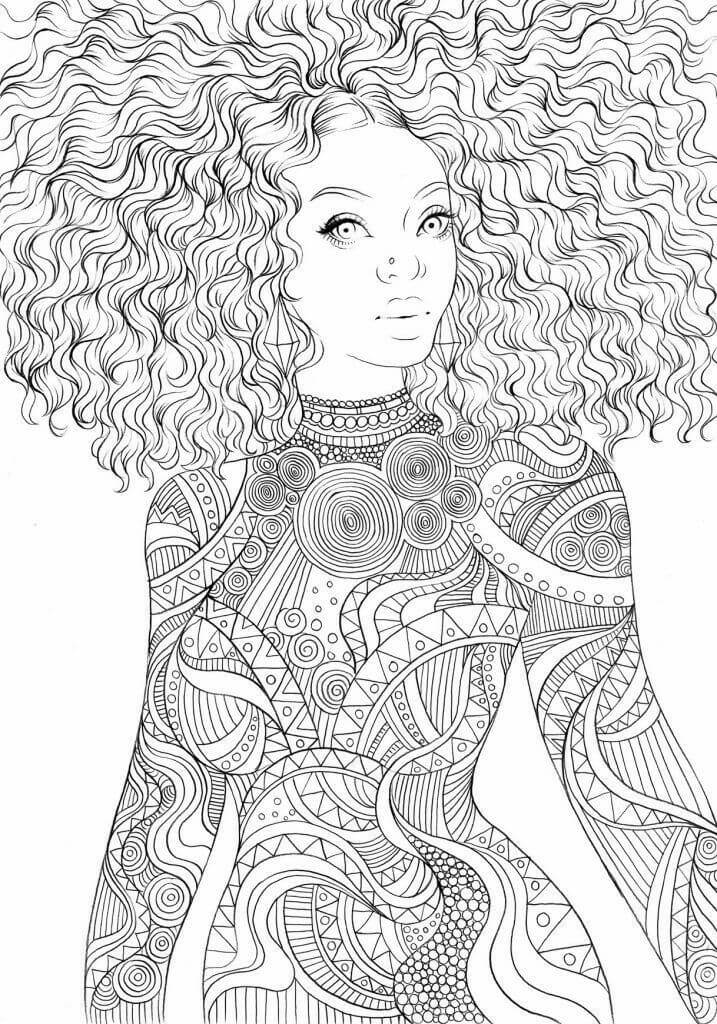 Coloriage Mandala: Cheveux Feuille 4 Mandalas