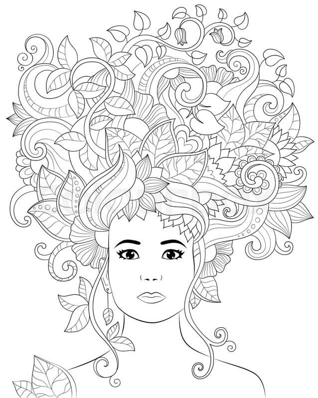 Coloriage Mandala: Cheveux Feuille 5 Mandalas