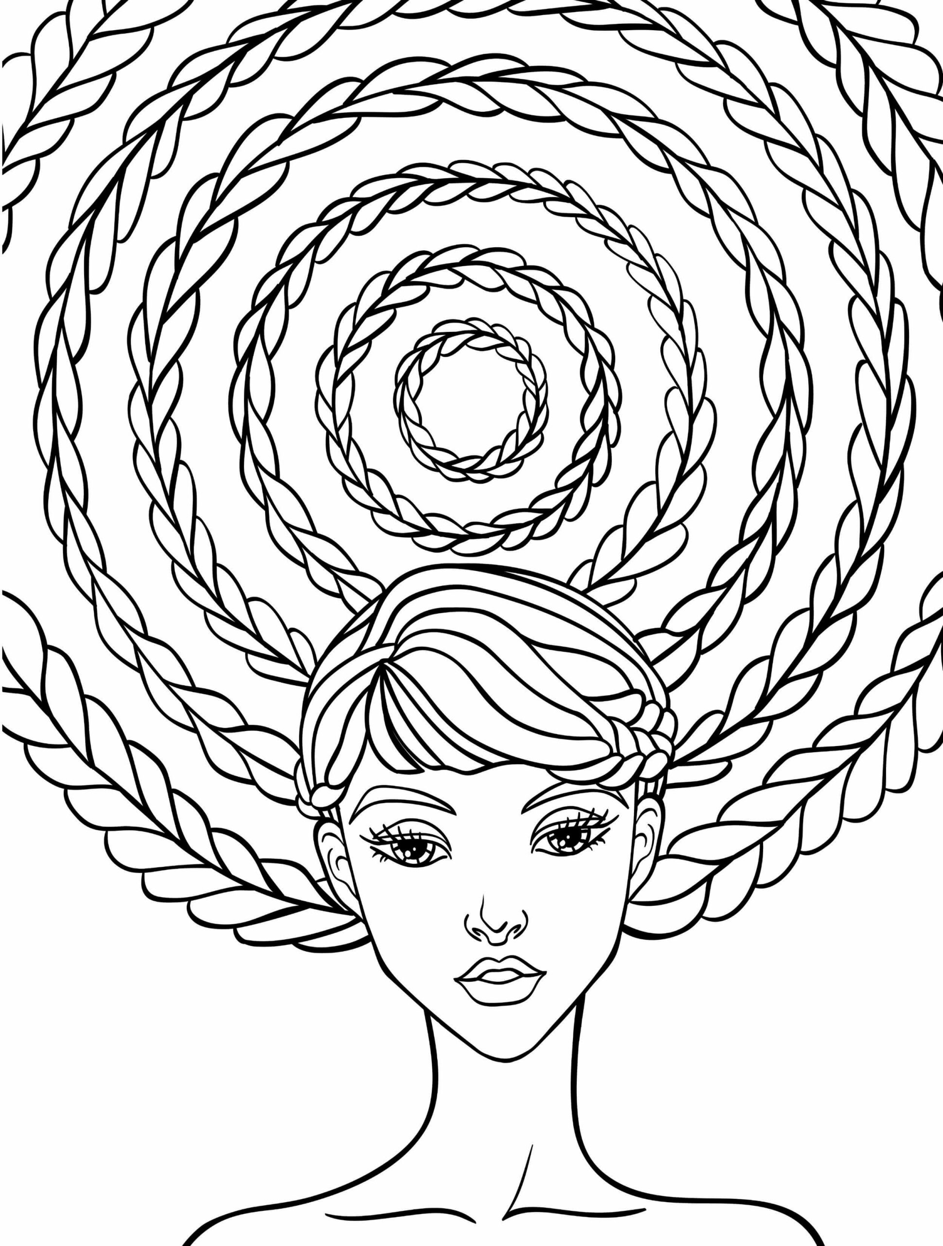 Coloriage Mandala: Cheveux Feuille 7 Mandalas