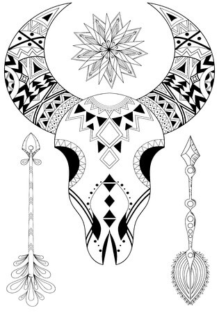 Coloriage Mandala: Crâne d'animal Mandalas