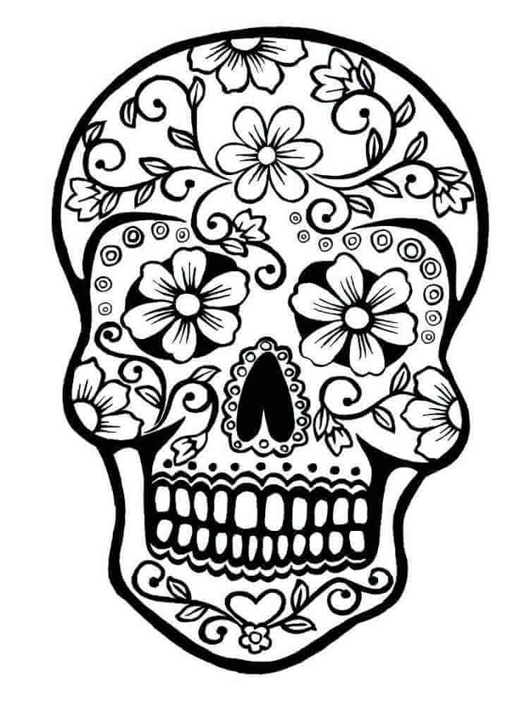 Coloriage Mandala: Crâne Feuille 8 Mandalas