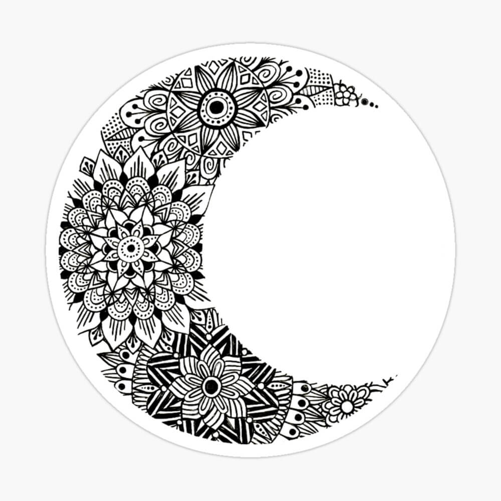 Coloriage Mandala: Croissant de lune Mandalas