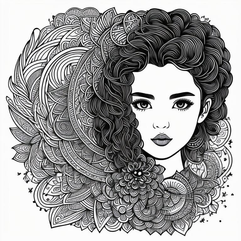 Coloriage Mandala: De beaux cheveux Mandalas