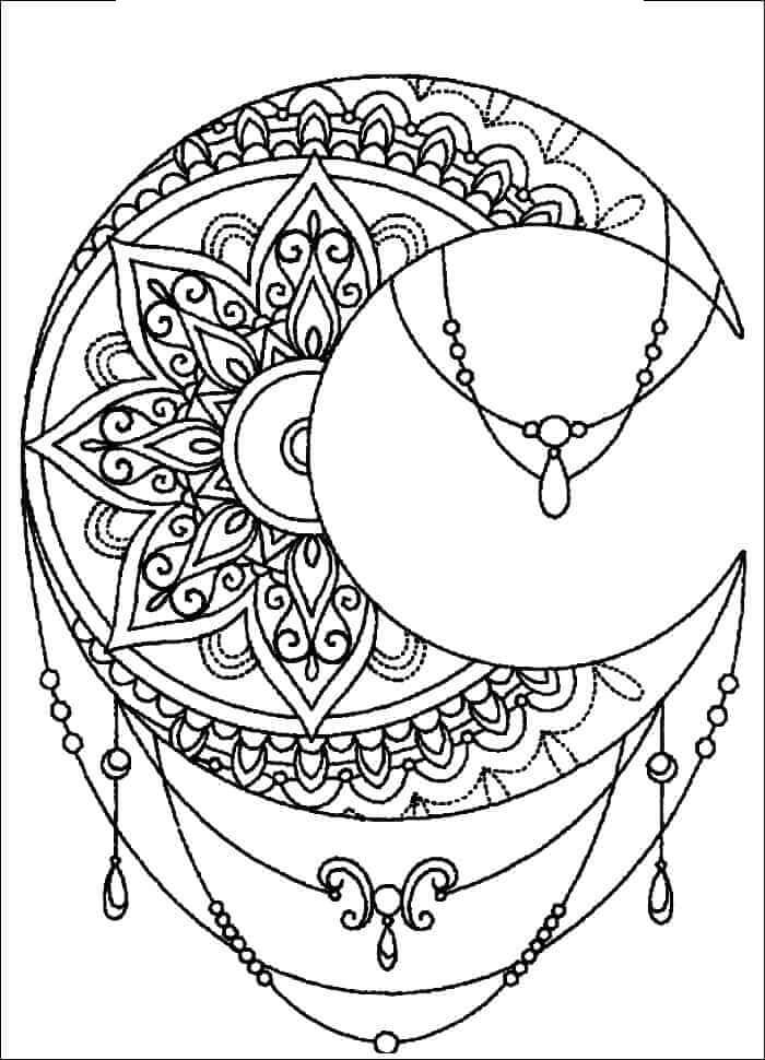 Coloriage Mandala: Lune florale Mandalas