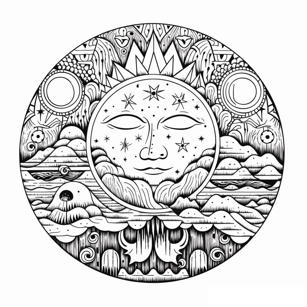 Coloriage Mandala: Pleine lune Mandalas