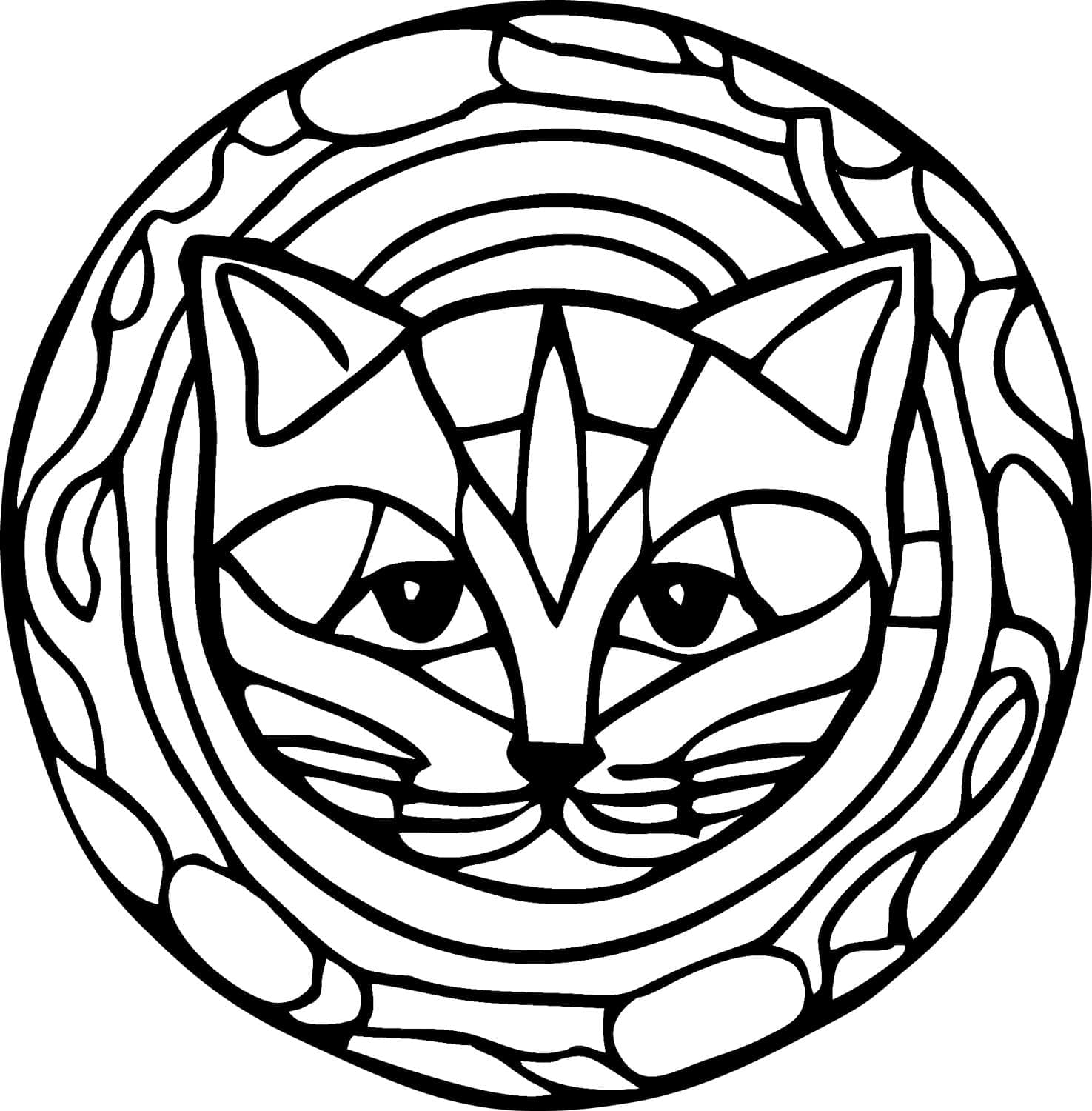 Coloriage Mandala: Chat simple Mandalas