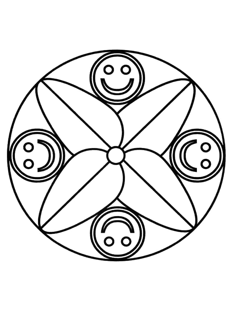 Coloriage Mandala: Émojis simples Mandalas