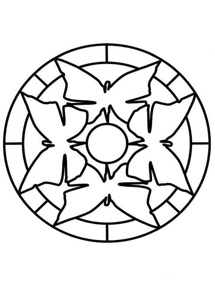 Coloriage Mandala: Papillons simples Mandalas