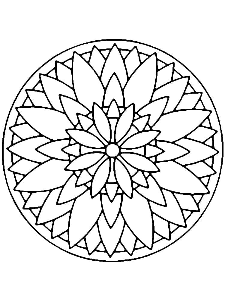 Coloriage Mandala: Simple Feuille 5 Mandalas