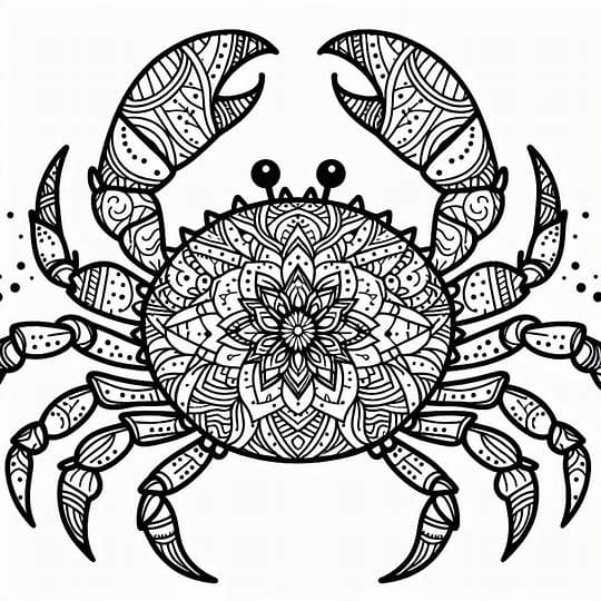 Coloriage Mandala: Crabe adorable gratuit Mandalas