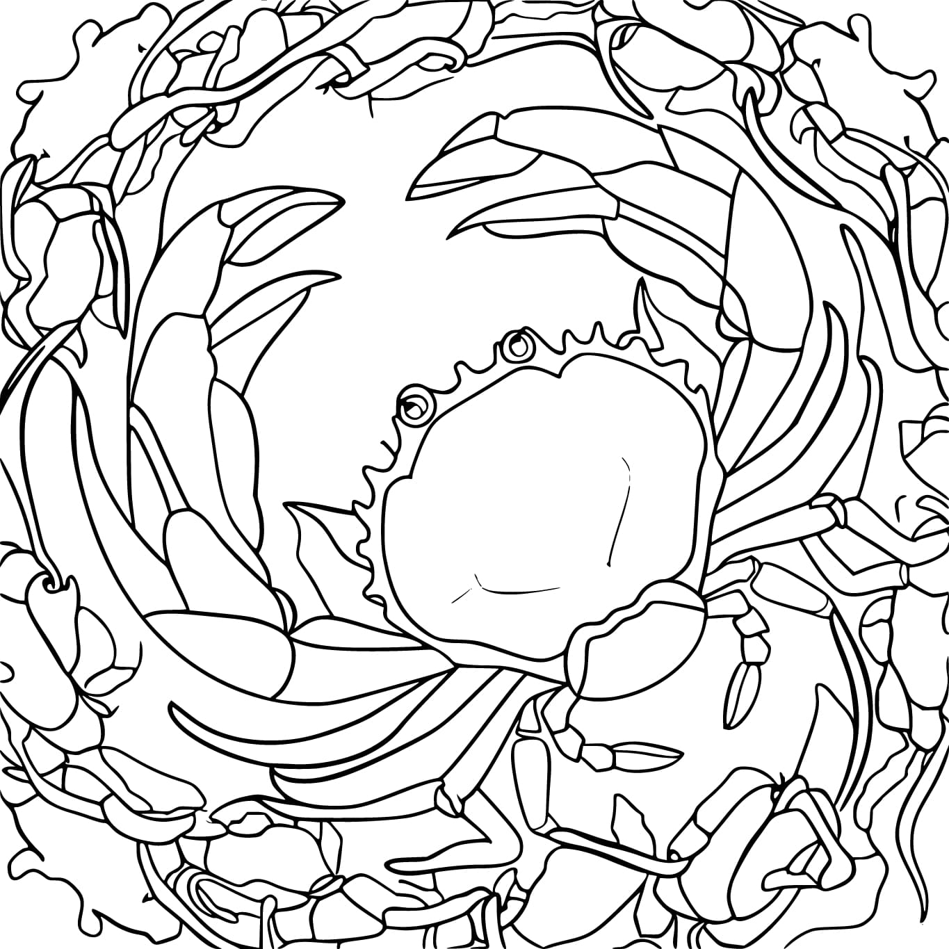 Coloriage Mandala: Image imprimable de crabe Mandalas