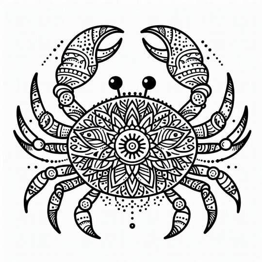 Coloriage Mandala: Un crabe mignon Mandalas