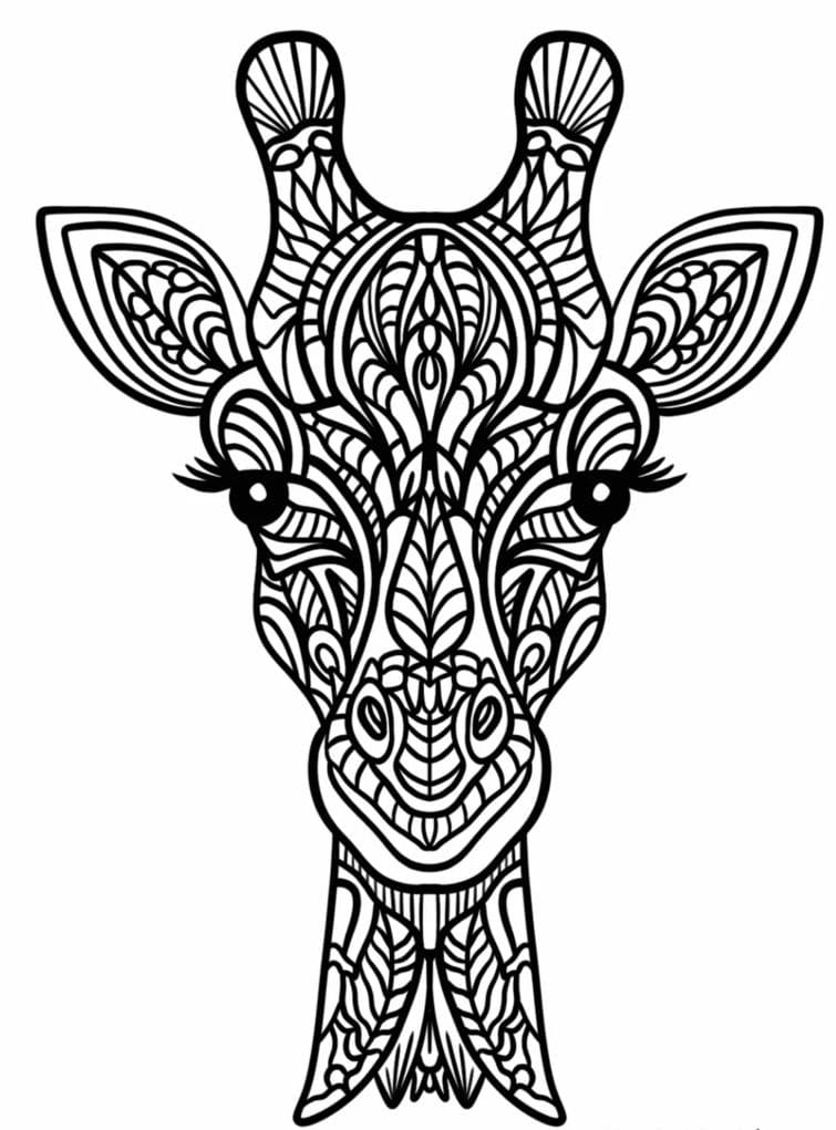 Coloriage Madala: Tête de girafe Mandalas