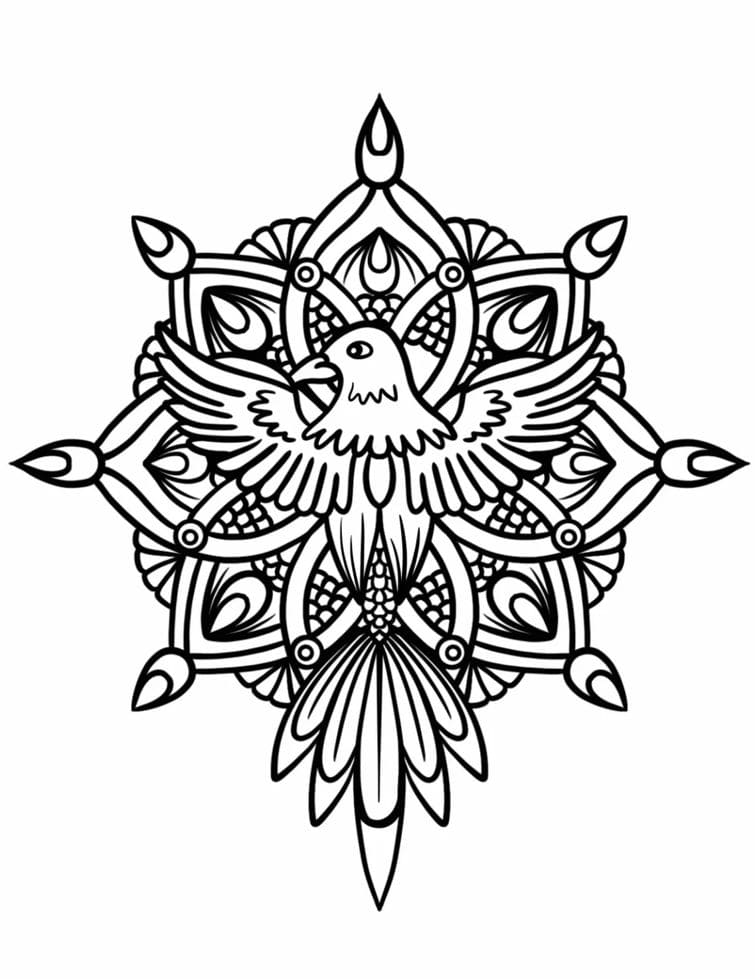 Coloriage Mandala: Aigle Animaux Mandalas