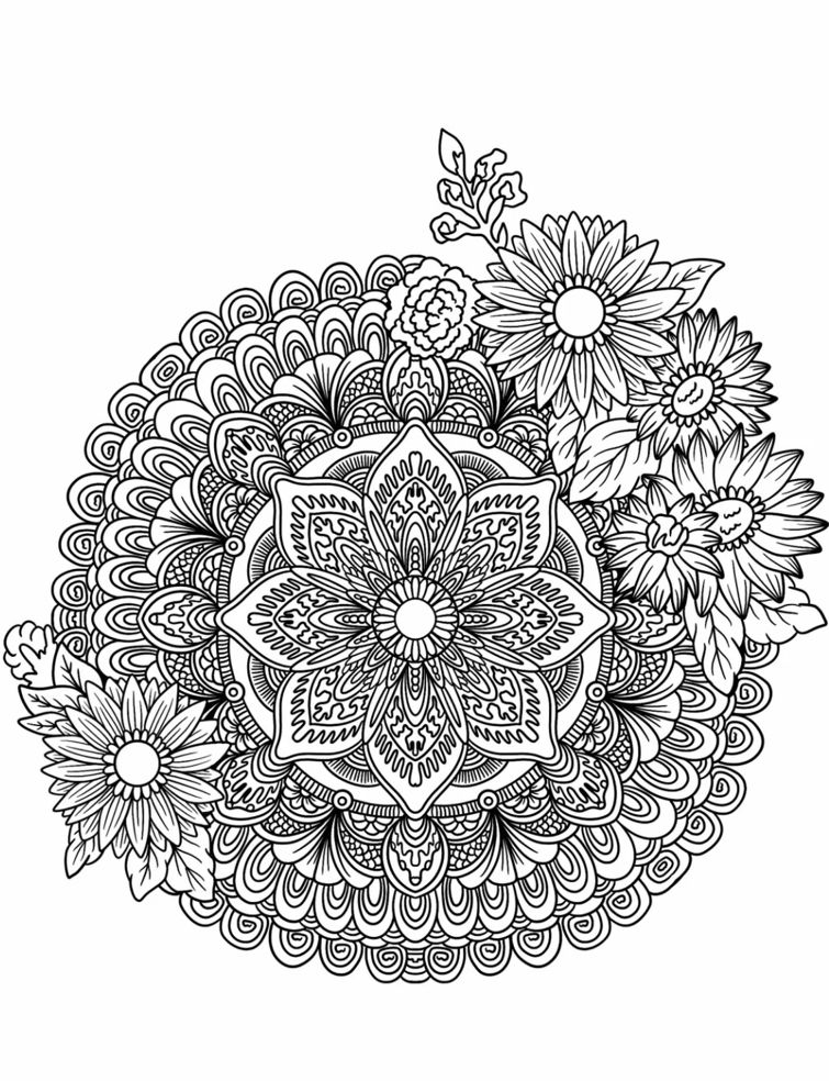 Coloriage Mandala: Fleur complexe Mandalas