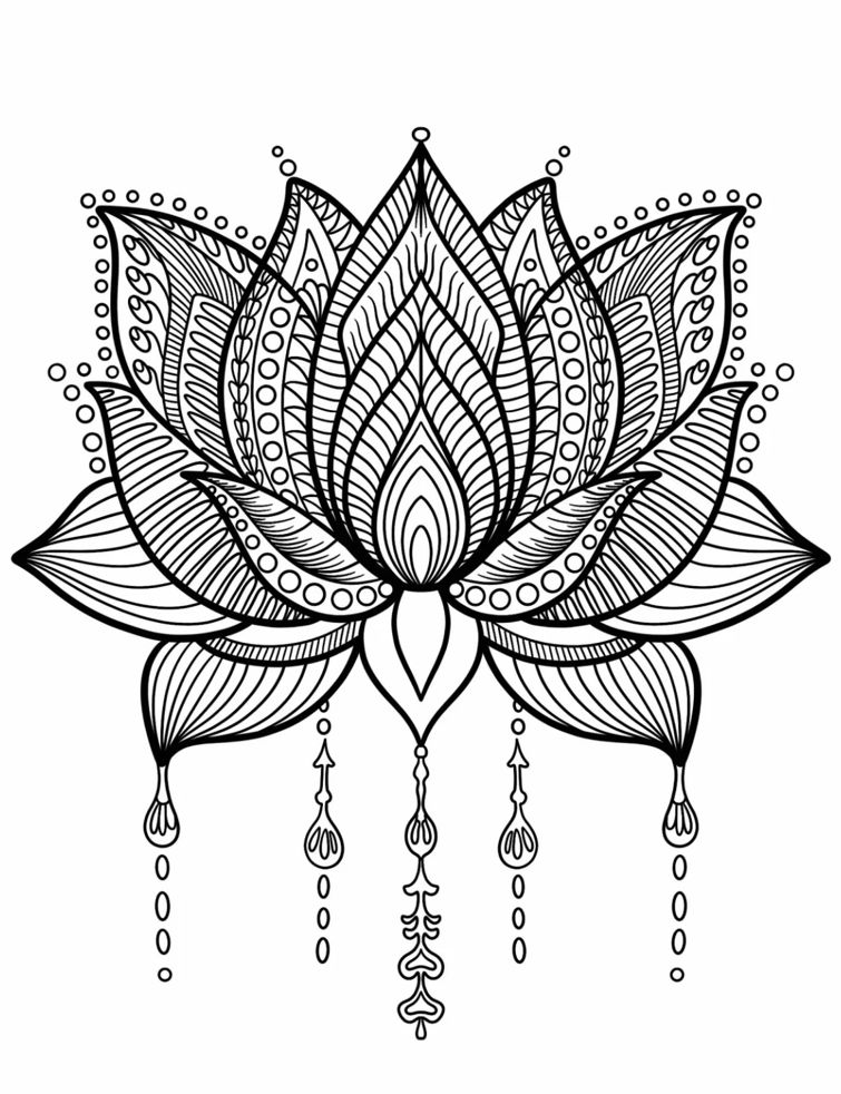 Coloriage Mandala: Fleur de cristaux suspendue Mandalas