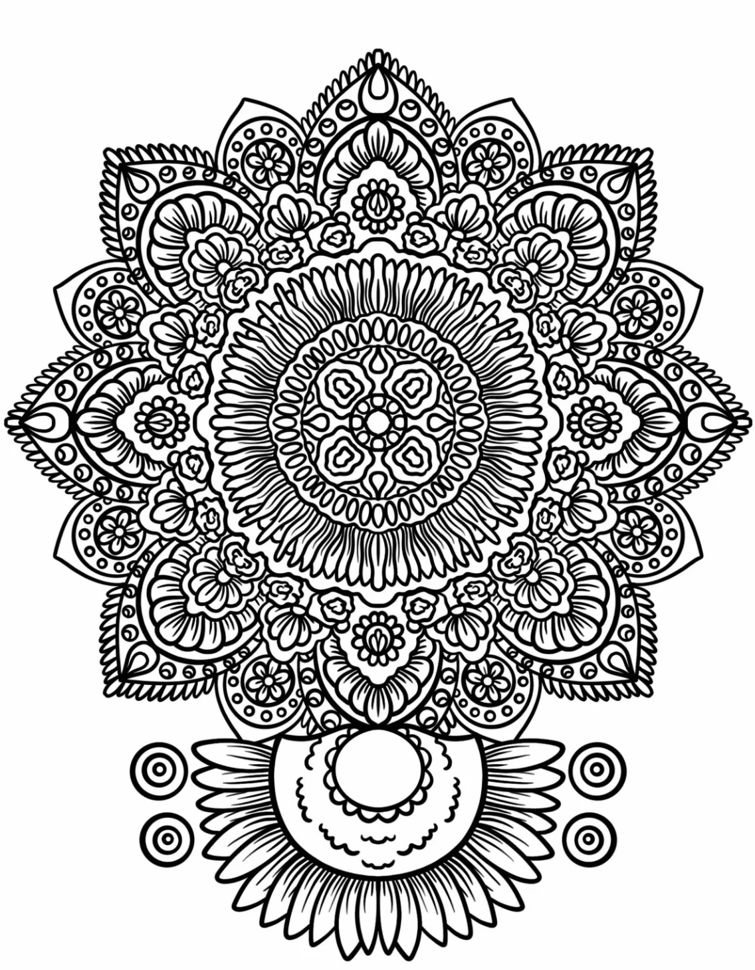 Coloriage Mandala: Fleur difficile Mandalas