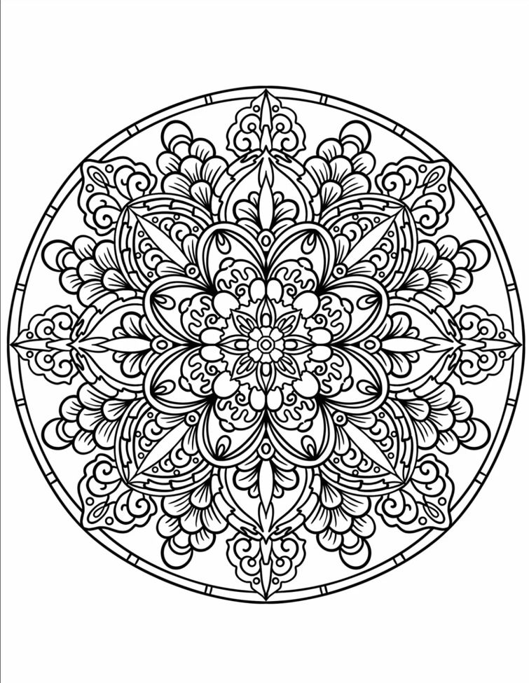 Coloriage Mandala: Fleur en cercle Mandalas