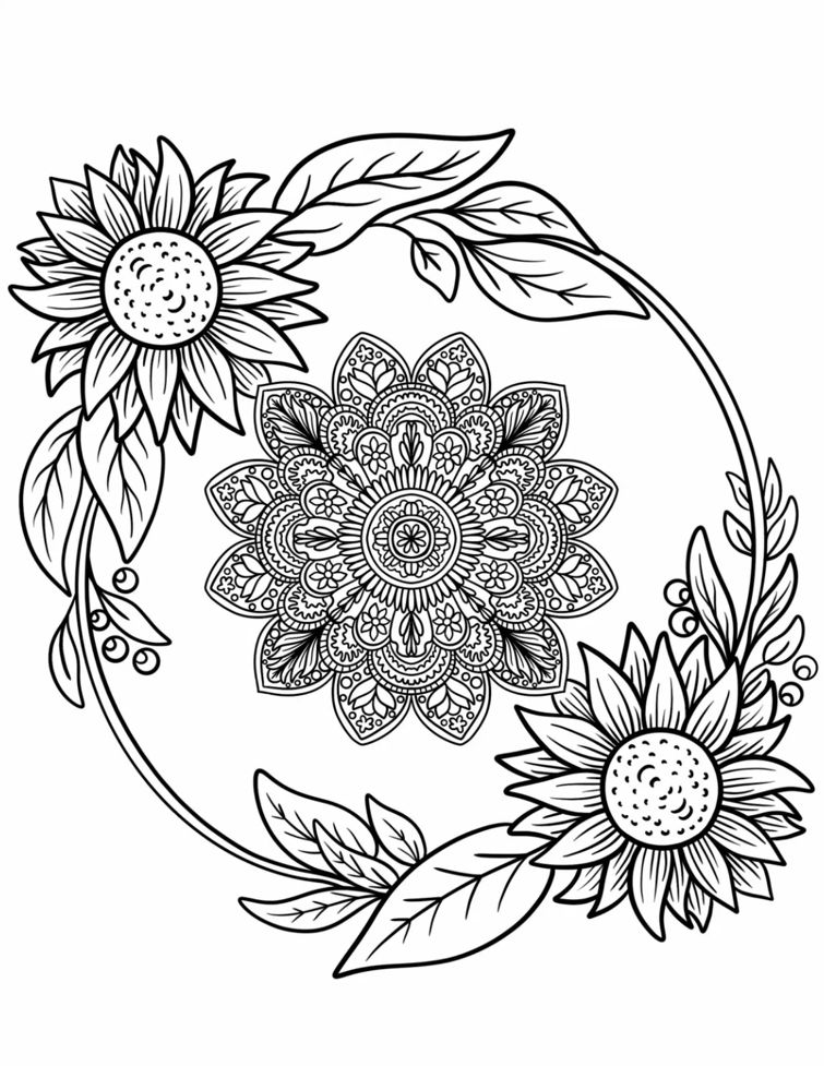 Coloriage Mandala: Fleur intérieure Mandalas