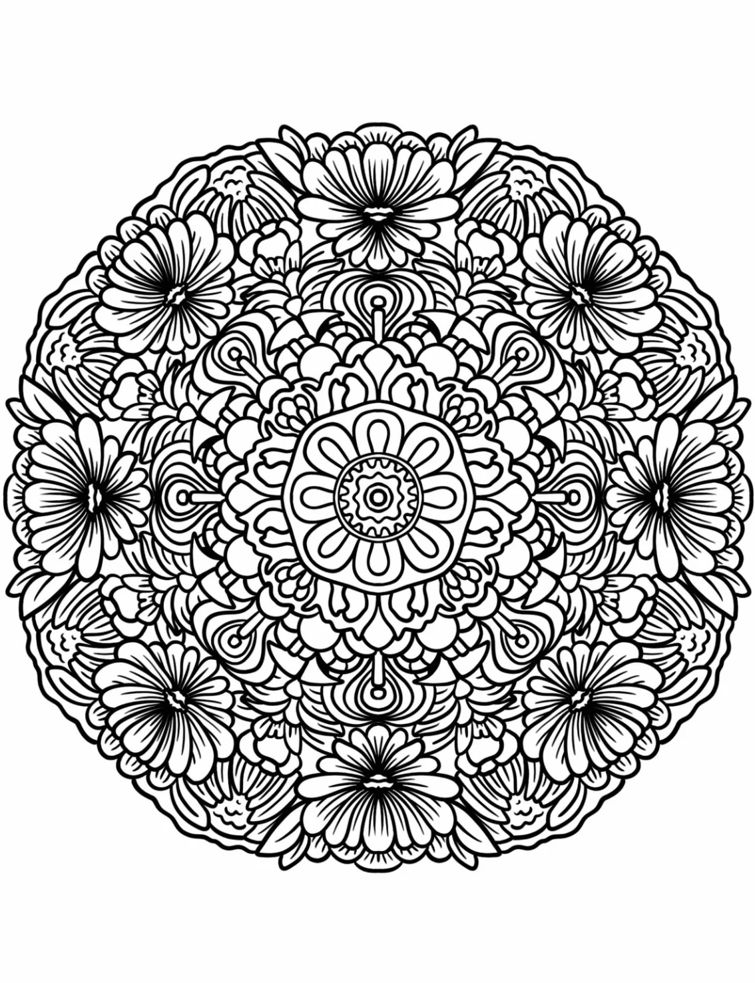 Coloriage Mandala: Fleur magnifique Mandalas