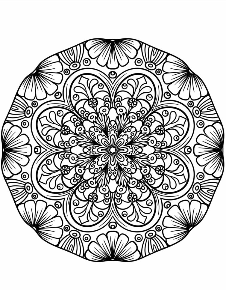Coloriage Mandala: Fleur naturelle Mandalas