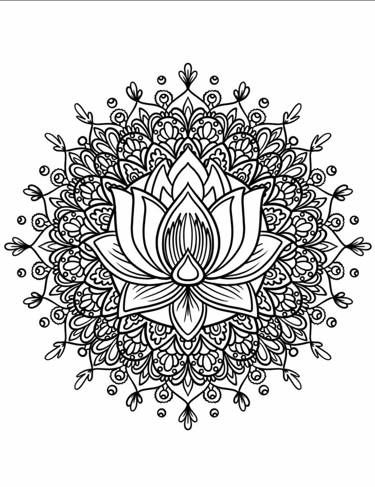 Coloriage Mandala: Lotus complexe Mandalas