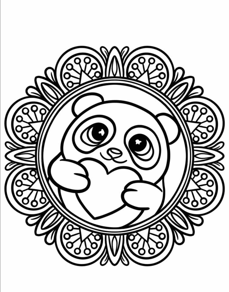 Coloriage Mandala: Panda mignon Mandalas