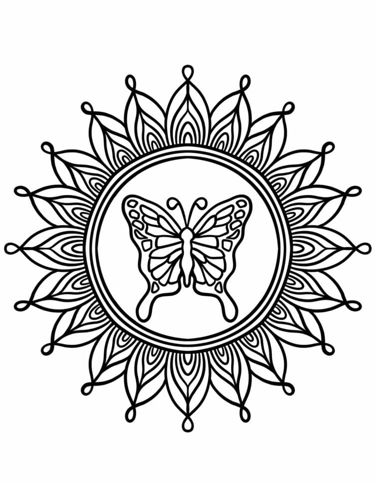 Coloriage Mandala: Papillon de base Mandalas