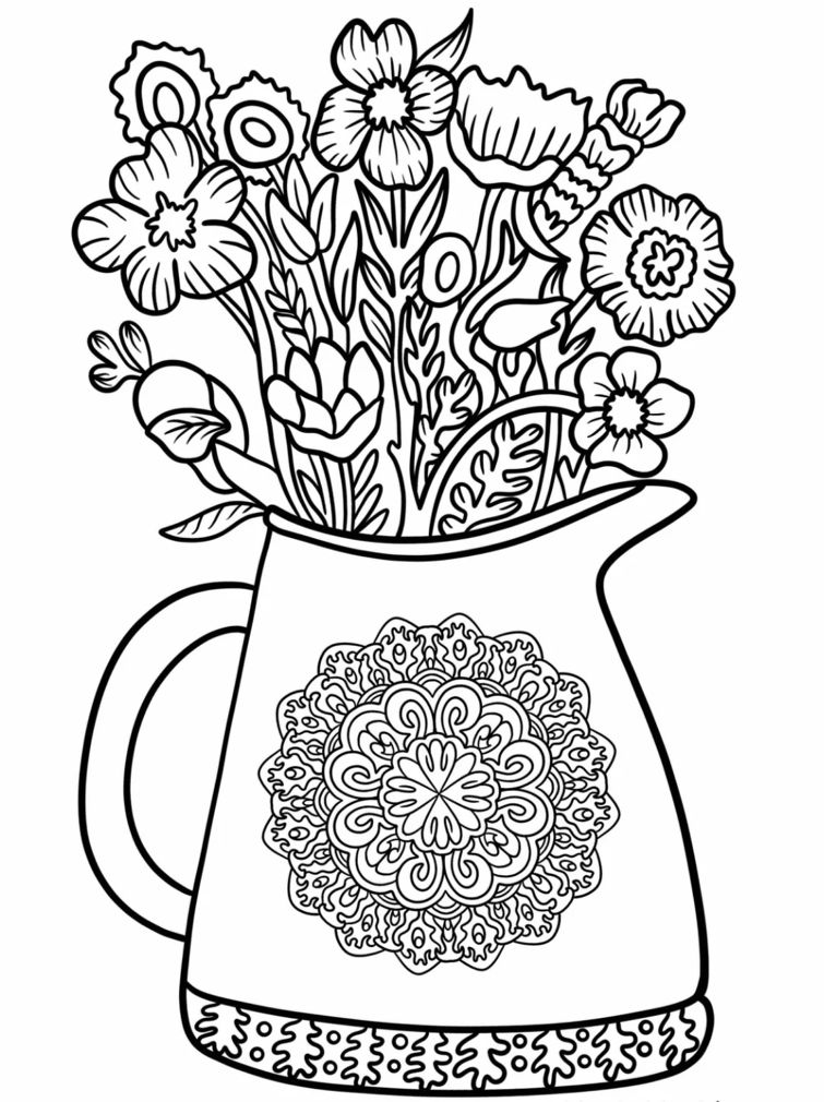 Coloriage Mandala: Vase à fleurs Mandalas
