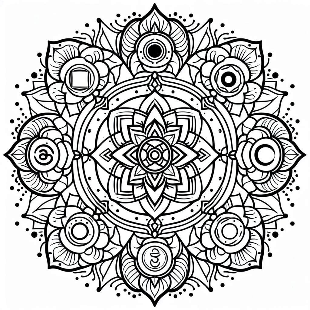 Coloriage Mandala: Chakra à imprimer gratuitement Mandalas