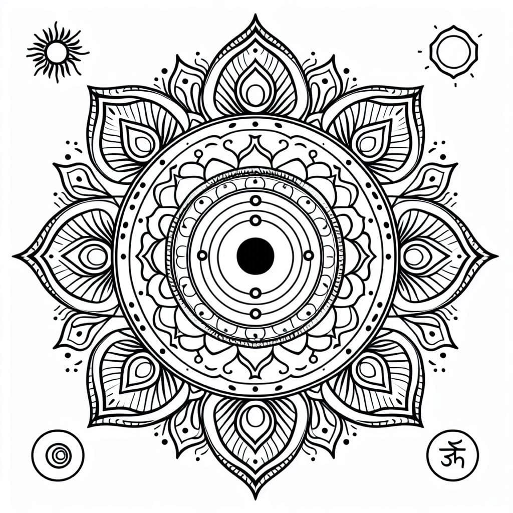 Coloriage Mandala: Dessin de chakra Mandalas