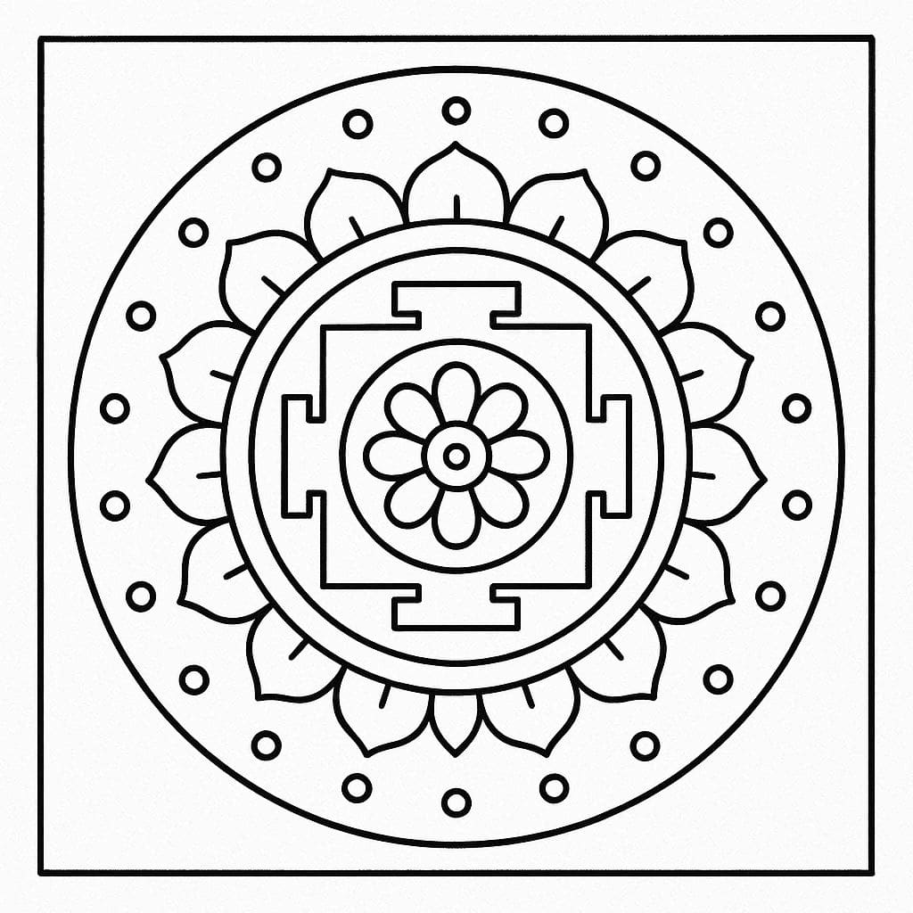 Coloriage Mandala: Dessin tibétain Mandalas