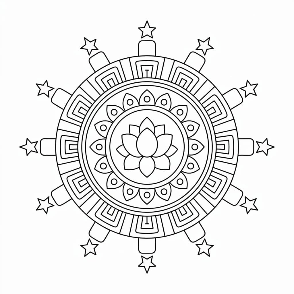 Coloriage Mandala: Magnifique Tibet Mandalas