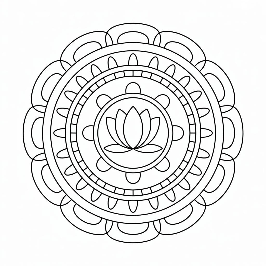 Coloriage Mandala: Modèle tibétain gratuit à imprimer Mandalas