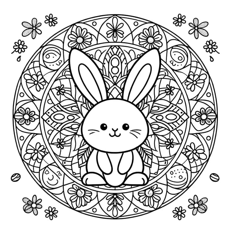 Coloriage Mandala: Pâques gratuit imprimable Mandalas