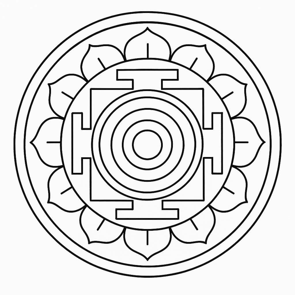 Coloriage Mandala: Tibétain gratuit Mandalas