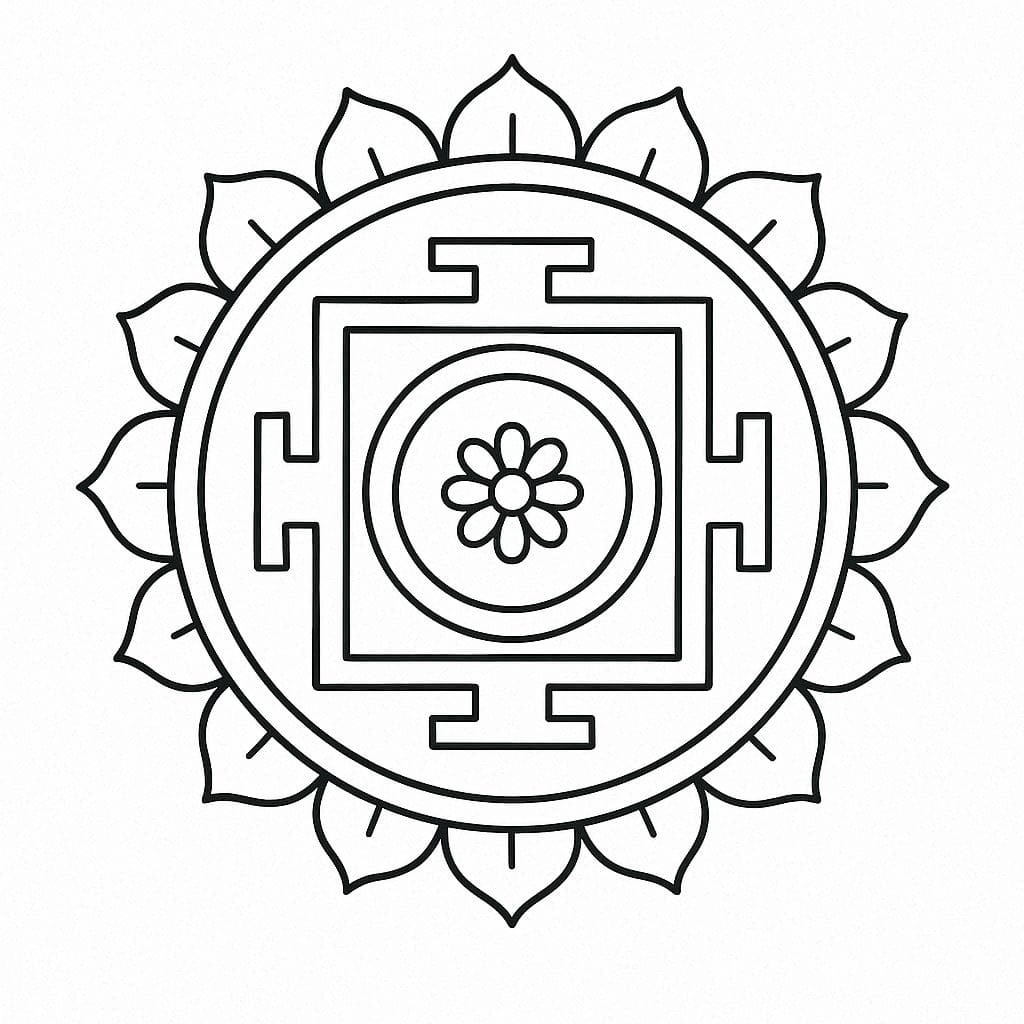 Coloriage Mandala: Tibétain imprimable Mandalas