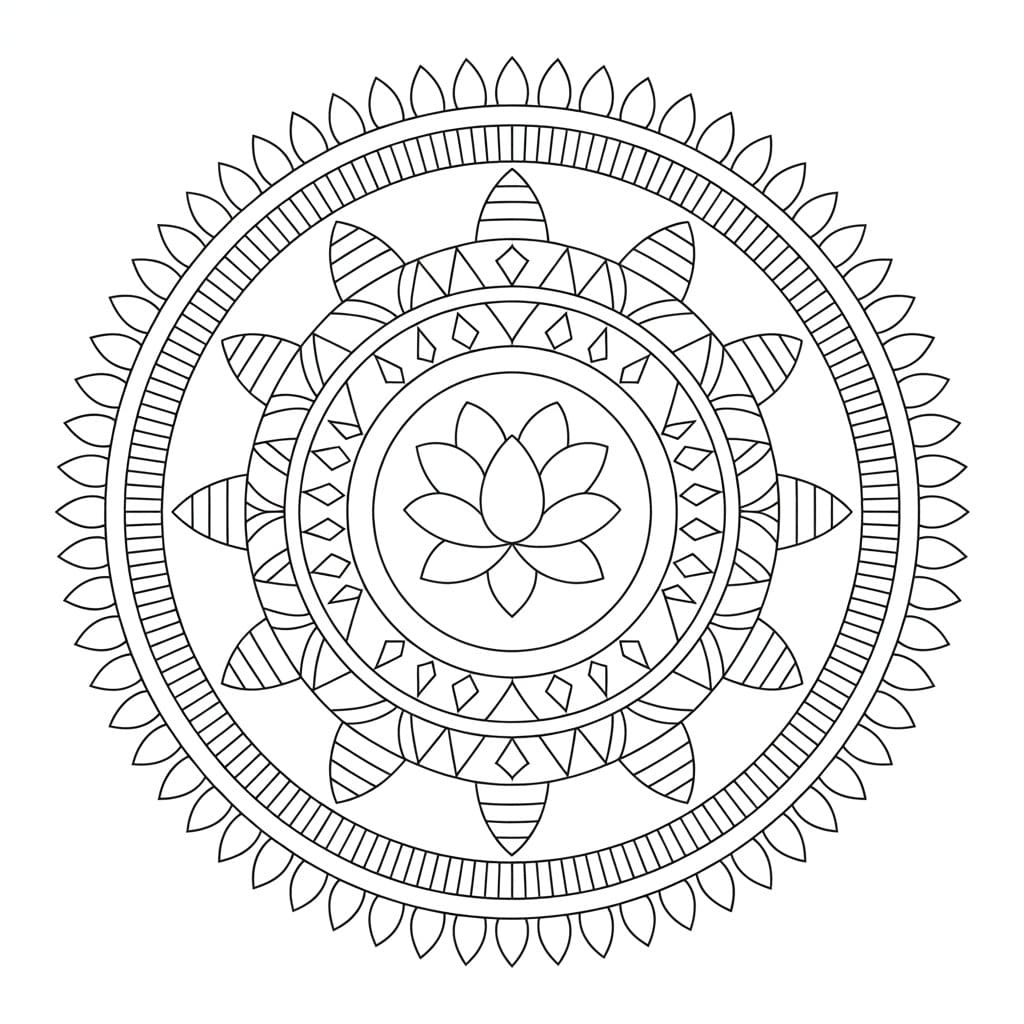 Coloriage Mandala: Tibétain à imprimer gratuitement Mandalas