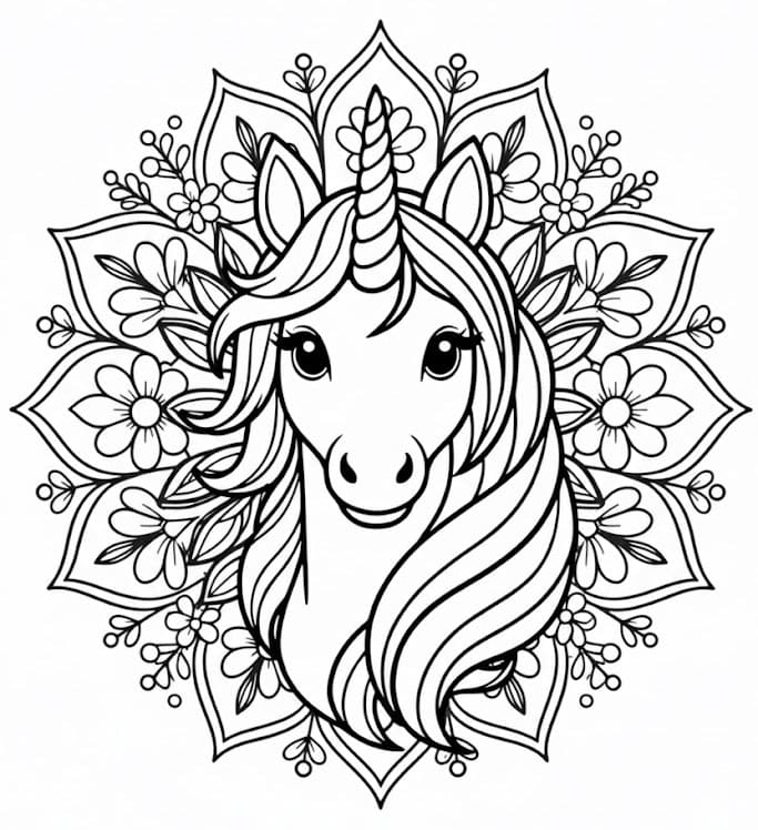 Coloriage Mandala: Adorable Licorne Mandalas