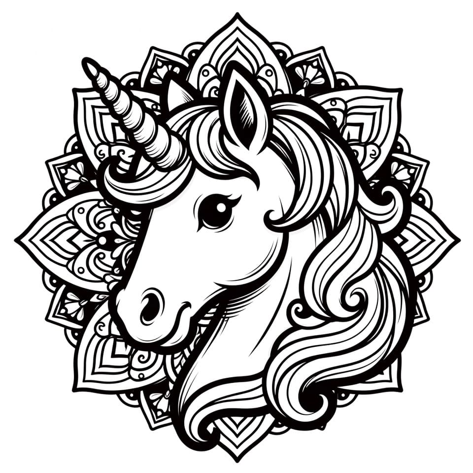 Coloriage Mandala: Bébé Licorne Mandalas