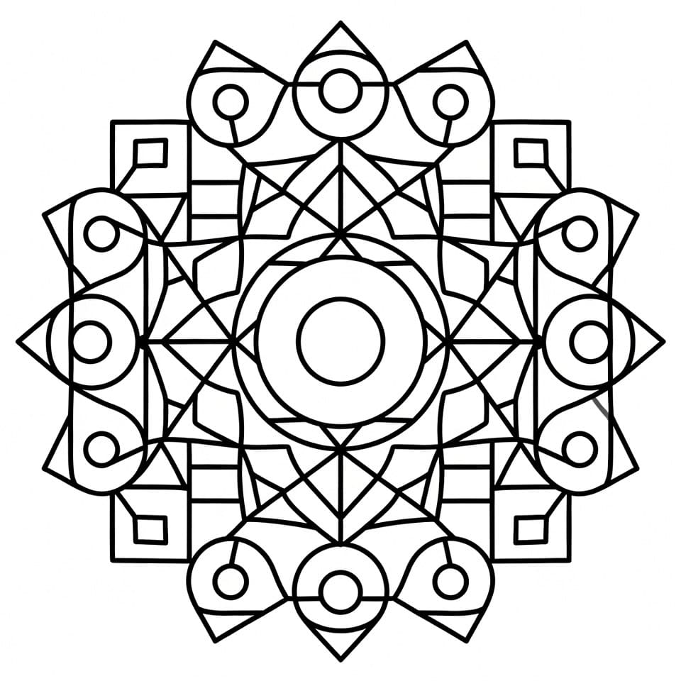 Coloriage Mandala: Difficile Geometry Mandalas